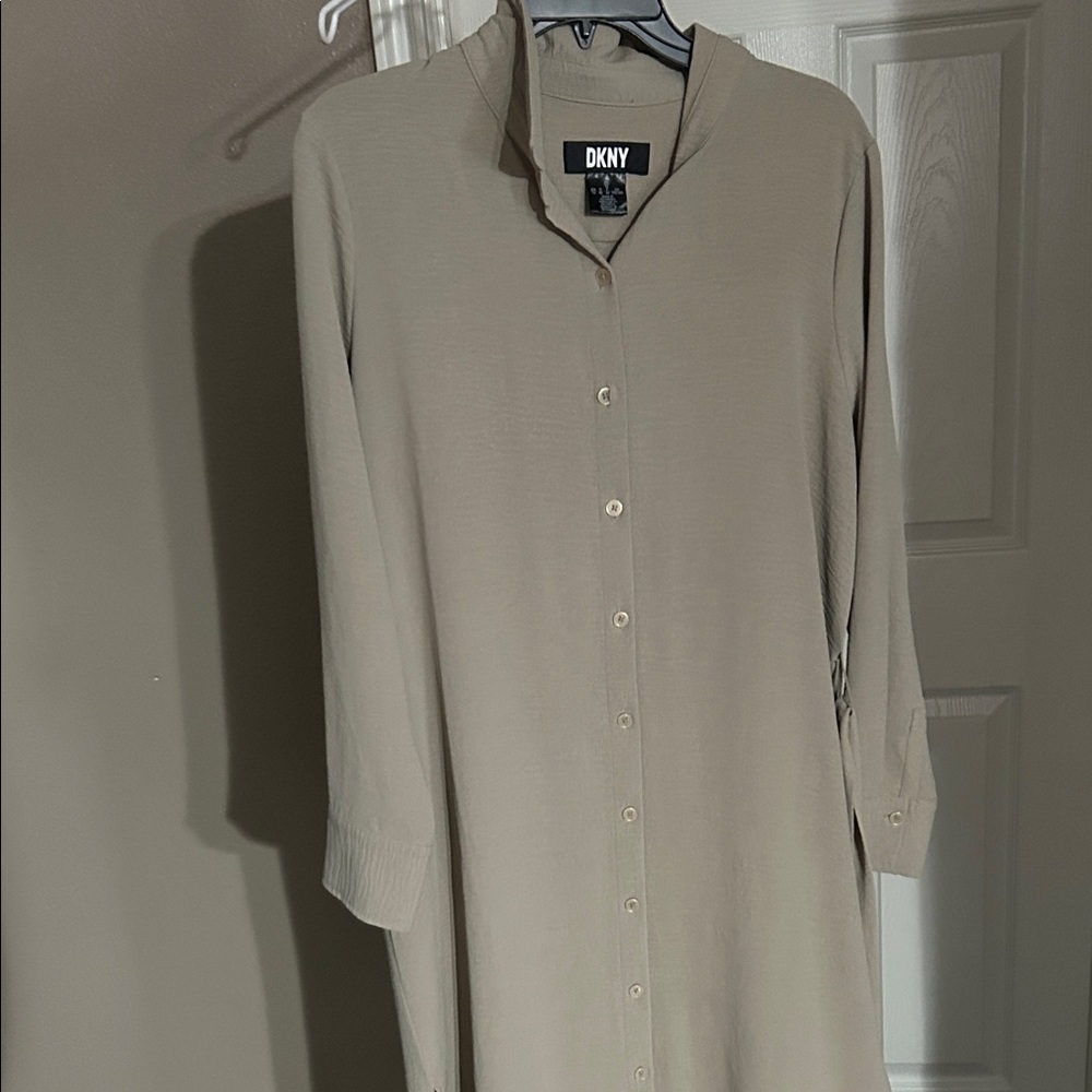 DKNY Beige Button-Up Dress